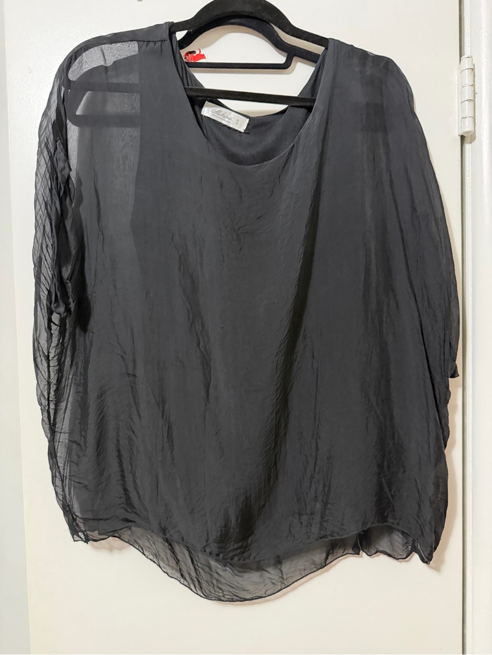 mahina Black Sheer Flowing Women's Blouse